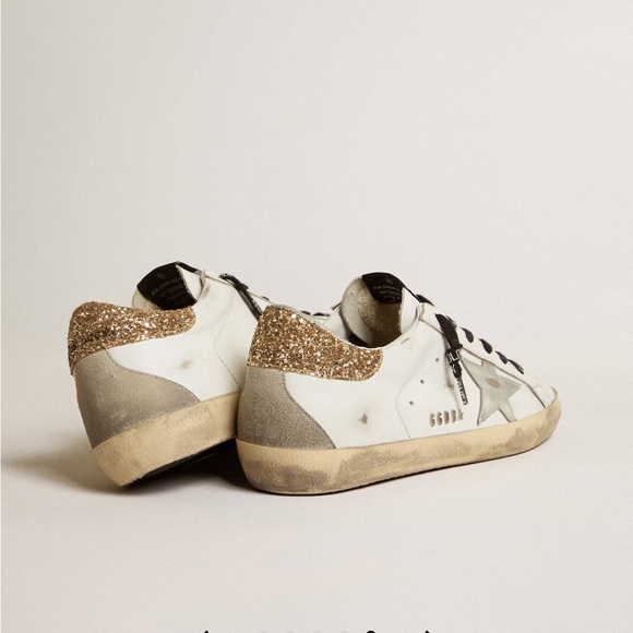 Women's white leather Super-Star with glittery heel tab Size 40 - Picture 4 of 12